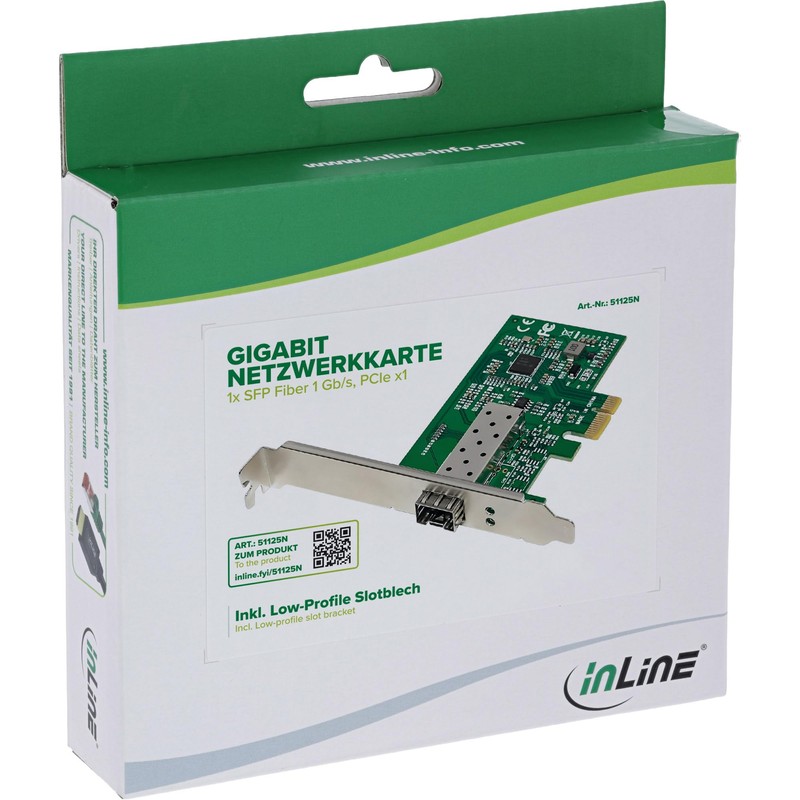 InLine Gigabit Network Card with 1x SFP Fiber, PCIe x1,