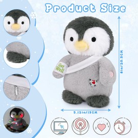 Hkojewp Get Well Soon Penguin Plush, Cute Light up Penguin Stuffed Animal, Soft Bandage Cuddly LED Nightlight Plush Toy, Birthday Toys Great Gift for Kids Girls Boys (8 Inch)
