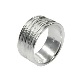 SILBERMOOS Jewelry Women´s Ring Folded Structure Sand Blasted Polished 925 Sterling Silver, Size:S