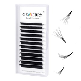 Gemerry Easy Fan Lash Extensions D curl 0.05mm 8-14mm Mixed Tray Noir Russian Volume Automatic Blooming Self Fanning Lashes Long Individual Volume 3D 4D 5D 6D 8D Lash Fan (0.05-d curl-mix 8-14mm)