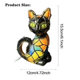 Cat Lamp, Retro Cat Stained Resin Table Lamp,Animal Table Lamps Series, 3D Cute Pet LED Lights,Cat Lamp Stained Glass Tabletop Night Light for Kids' Room & Bedroom Decor, Ideal Gift for Cat Lovers(A)