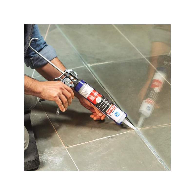GE Supreme Silicone Caulk for Kitchen & Bathroom, Clear, 10