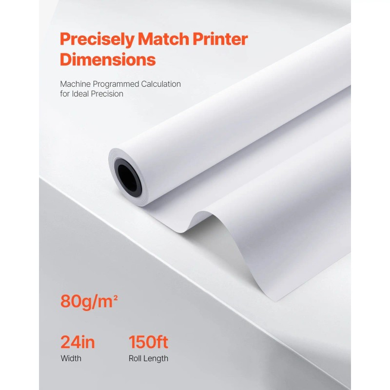 Wide Format Plotter Paper Roll 24 In X 150 Ft