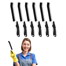 Cleangor Fugenbürste, Hartborsten Ecken Reinigungsbürste, Gezackter Bürstenkopf, Gadgets Wohnung Für Bad, Dusche, Küche, Toilette, Waschbecken, Fliesen (6, Schwarz)