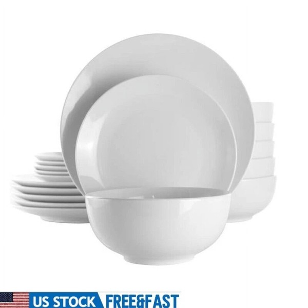Unbranded 18 Piece Porcelain Dinnerware Set Service Four Dishwasher Microwave