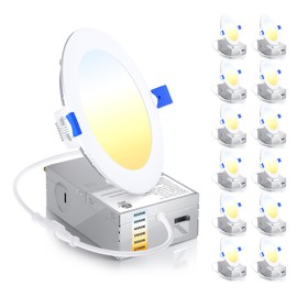 Ensenior 12 Pack 4 Inch Ultra-Thin LED Recessed Light with Junction Box, 2700K-6000K Selectable, 9W 75W Eqv, Dimmable, 750LM High Brightness - ETL Certified