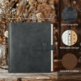 Artmag Photo Album 4x6 200 Photos, Thick Leather Cover Picture Album with 30 PCS Kraft Writing Paper Holds 200 Horizontal Photos for Family Wedding Anniversary (Black)