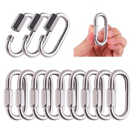 DELSWIN 1.57 Inch Stainless Steel Chain Link - 12 Pack 5/32" Small Carabiner Clip, Heavy-Duty Anti-Rust Chain Connector, Quick Link for Birds' Toys, Chandelier, Kids Swing, 400 Lbs Capacity