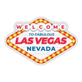 Las Vegas Sign Vinyl Sticker | Welcome to Fabulous Las Vegas Decal | Travel Luggage Stickers (4" x 2.6")
