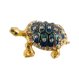 Ieron Mit Kristallen besetzte Schmuckschatulle in Form Einer Schildkröte, Schmuck- und Ringhalterbox mit dekorativen funkelnden Diamantornamenten, Andenkenbox (blau)