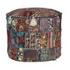 Traditional Indian Home Decorative Ottoman Handmade and Patchwork Stool Floor