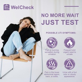 WelCheck UTI Test Strips, Urinary Tract Infection Test for Home Use, Quick Accurate Results in 2 Min, Detects Leukocytes & Nitrite, Individually Packaged, 7 Pack