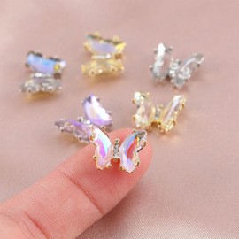 Leadigol 12 PCS 3D Crystal Butterfly Nail Charms, Crystal Butterfly Rhinestones Diamonds Decor for Nail Art Beauty Decoration Craft Jewelry DIY