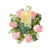 tyoungg 6 PCs Artificial Pink Rose Eucalyptus Pillar Candle Rings