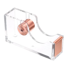 PATIKIL Tape Dispenser, Tape Dispenser Desk Cute Tape Desk Dispenser Holder Weighted Transparent Acrylic Weighted Heavy for Tape Office Desktop, Rose Gold