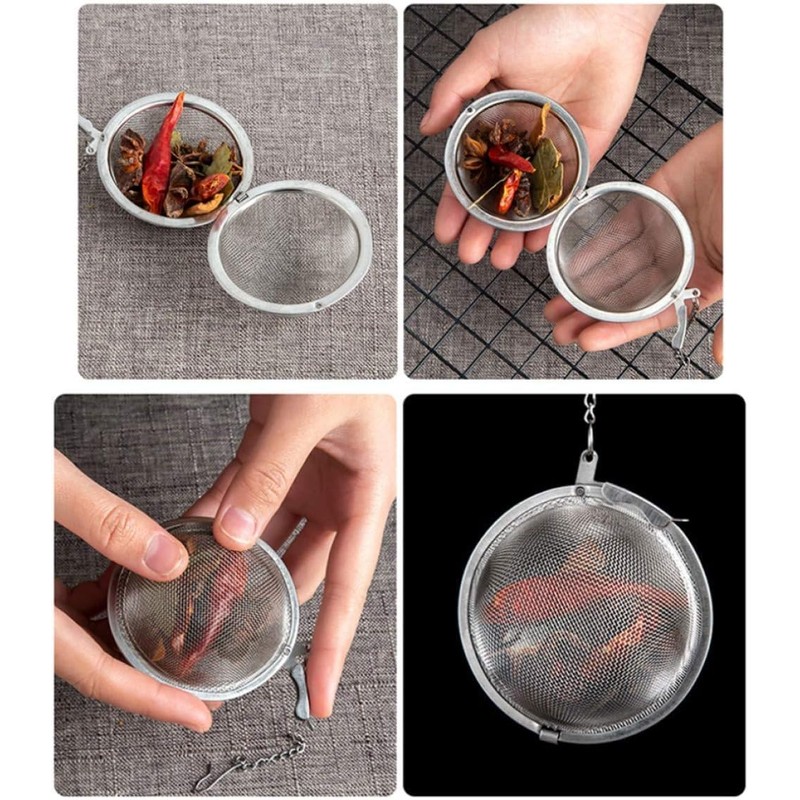 3pcs Stainless Steel fine mesh Seasoning Ball Kitchen Soup Spice