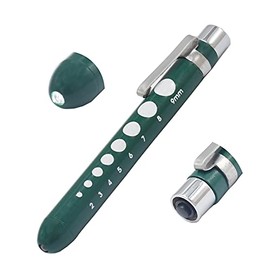 OdontoMed2011 Medical Pen Lights for Nurses Doctors, Reusable LED Medical Penlight Flashlight with Pupil Gauge, White Light, Dark Green Color Penlight