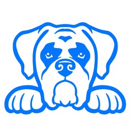 STICKER DAD Boxer Dog Peeking V1 Vinyl Decal by StickerDad® - Size: 5", Color: Cool Blue - Windows, Walls, Bumpers, Laptop, Lockers, etc.
