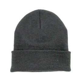 Mrlahat Plain Long Beanie Men Women Unisex Cuffed Skull Knit OSFM (Dark Grey)