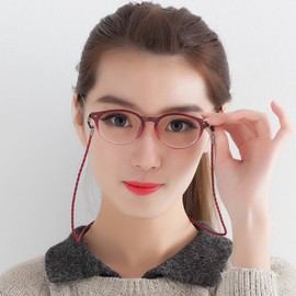 ZooooM ZM-KAWAMEGA Leather Simple Glasses, Sun Glasses, Chain, Glasses, Strap, Drop Prevention, Cord Reel,, Braun