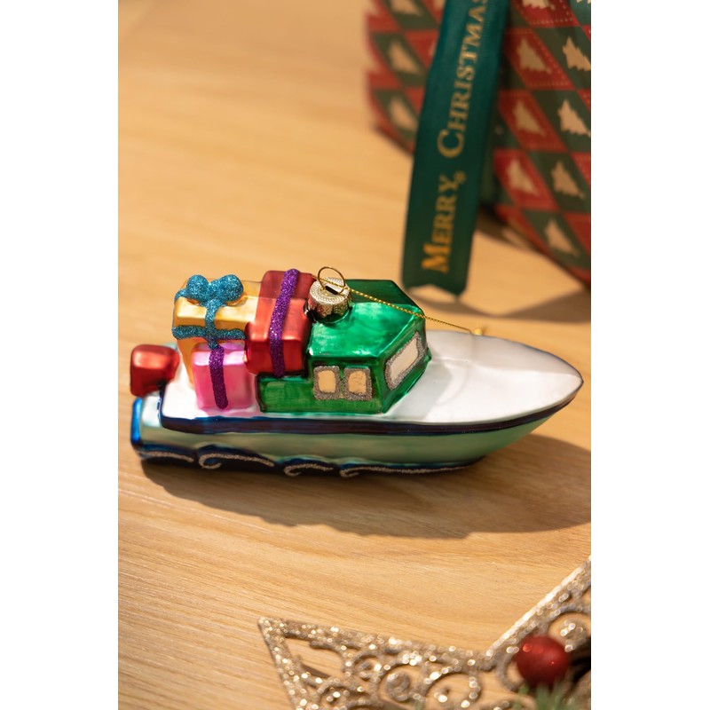 2 Count Blown Glass Speedboat Speed Boat Christmas Ornament