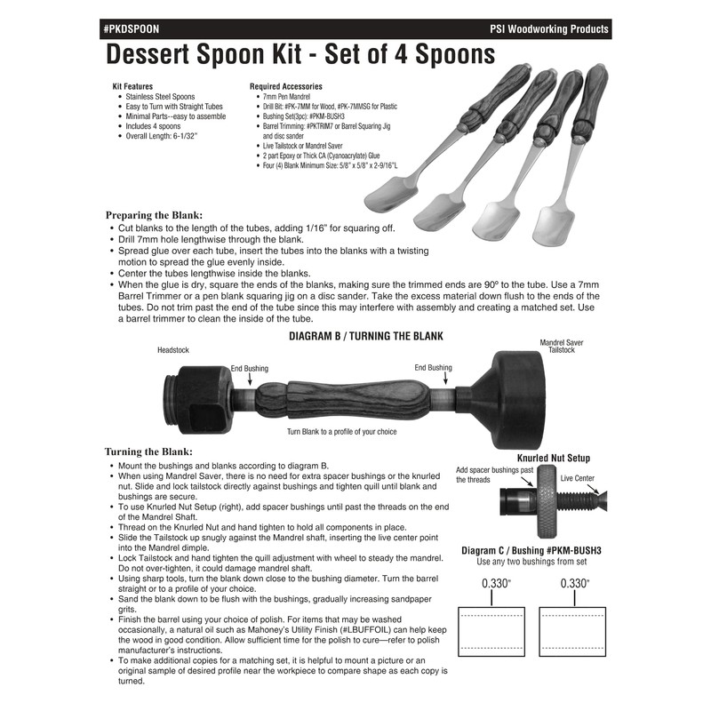 Penn State Industries PKDSPOON Dessert Spoon Kit Woodturning Project (Set