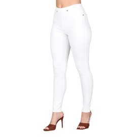 Lildy Women's Solid Denim Jeggings, Stretchable, White, Large/X-Large