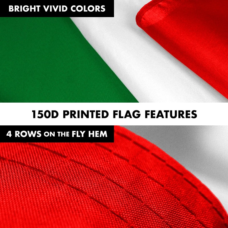 G128 Flag Pole 6FT Silver & Italy Italian Flag 3x5FT