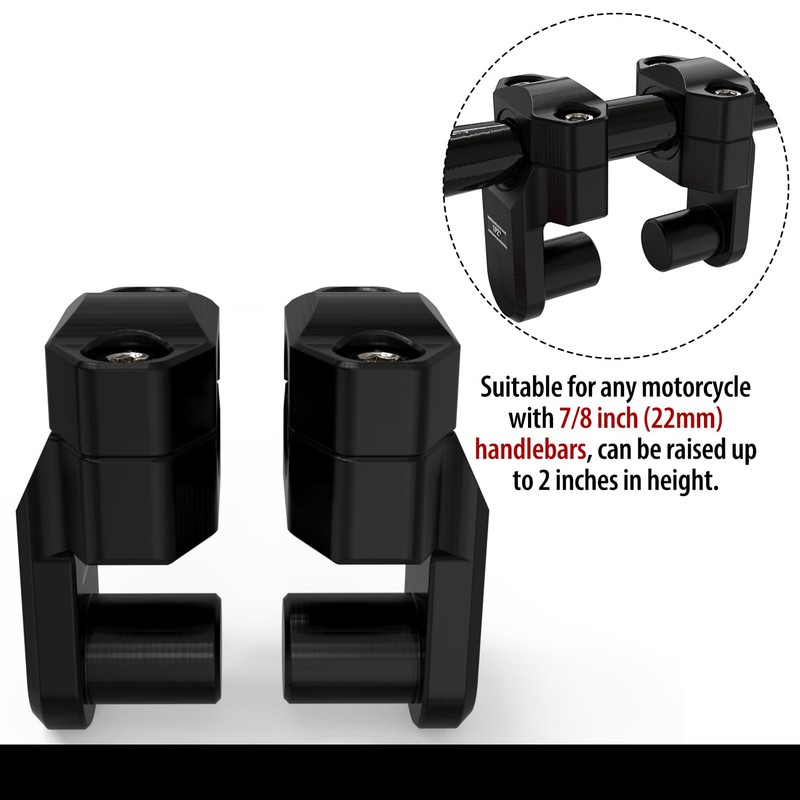 1PZ BB2-CD1 Pivoting Handlebar Clamp Risers Replacement for Universal Motorcycle