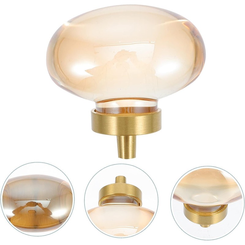 Amber Glass Egg Shaped Gold Pulls