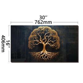 DAIFURONGE Tempered Glass Backsplash for Kitchen, Tree of Life Art Stove Backsplash Protector - Easy to Clean Wall Decor (Art Deco 1, 30"x16"(76.2x40.64cm))