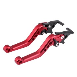 Motorbike Brake Lever,1 Pair Universal Adjustable Aluminum Modification Double Disc Clutch Brake Levers for Most Motorcycle Scooter Electric Bike(Red)