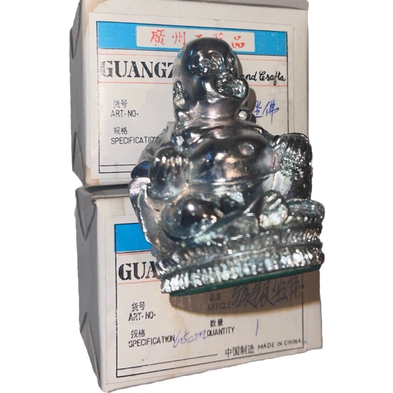 Real 999 Fine Silver Statue 2.36 inch HBuddha Carry Yuanbao
