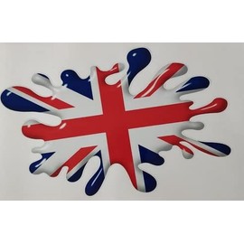 1st-Class-Designs Union Jack Splat 6 x 3.5 Inches Approx Decal/Sticker Full Colour Just Peel And Stick, White Red Blue