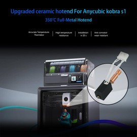 BambooSegD New Upgrade Ceramic Hotend 0.25/0.4/0.6mm Hardened for Anycubic Kobra S1 Hotend for Kobra S1 Combo Head S1C 3D Printer 24V 48W Rapid Heating 300℃