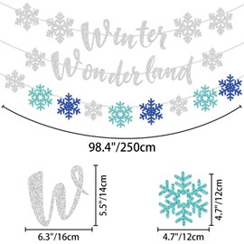 3Pcs Glittery Snowflake Winter Wonderland Banner, No DIY Christmas Decoration Banner for Winter Holiday New Year Party Supplies Decorations
