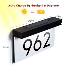 Address Plaques for House Solar Powered, House Number for Outside, LED Address Sign Outdoor Waterproof 3000K Warm White