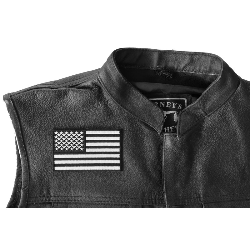 US Flag Black White Patch 4 Inch - 4x2.5 inch.