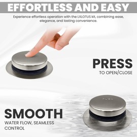 LXLTOUS Brushed Nickel Toe Tap Bathtub Trim Set with Two-Hole Overflow Faceplate, Replacement Tub Drain Kit with 2-Hole Overflow Cover and Universal Fine/Coarse Thread, Fits 1-3/8" and 1-1/2"