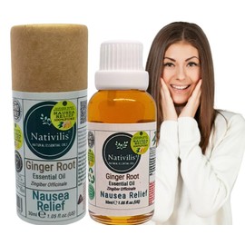 Nativilis Ginger Root Essential Oil (Zingiber Officinale) - Anti-inflammatory relieve nausea - promote hair health and growth and skin care - Copaiba properties 30ml