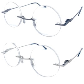 Incredible Bargains The Steve, Totally Round Rimless Reading Glasses + 3.00 Silver and Gunmetal