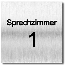 Door Sign "Sprechzimmer 1 2 3 4 UV Print 12 x 12 cm - 3 mm Aluminium Composite - Made in Germany - Item No. 2070 (Speech Room 1)