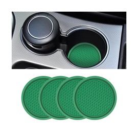 4 Pack Car Cup Holder Coaster, 2.75 Inch Diameter Non-Slip Universal Insert Coaster, Durable, Suitable for Most Car Interior, Car Accessory for Women and Men (Dark Green)