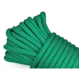 1/4" Polypropylene / Nylon Utility Rope - Cargo, Crafts, Tie-Downs, Marine, Camping, Swings, Hiking - Kelly Green 100 Feet
