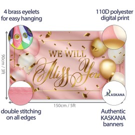 We Will Miss You Banner - Lucky Banner and Decoration - Sorry Your Leaving Decorations - 5ft x 3ft with 4 Brass Holes - Vivid Digital Print - 110D Thick Polyester - Double Stitching