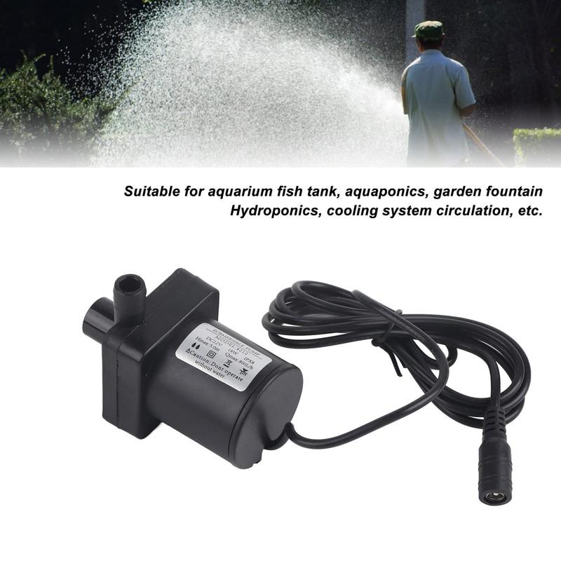 Trisar Submersible 4212B DC 12V 18W Black Submersible Pump, 800L/h