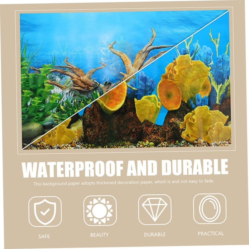 Sosoport Realistic Aquarium Fish Tank Background Decal River Bed Landscape
