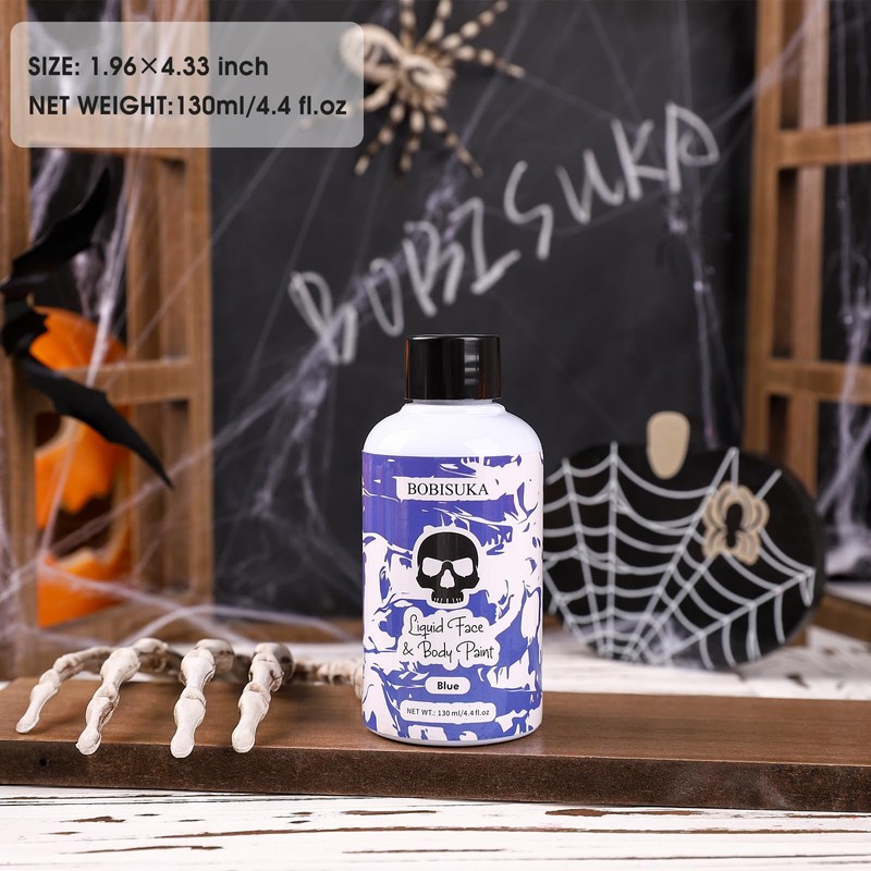 BOBISUKA Blue Face Body Paint Liquid Texture Washable Non Toxic