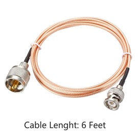 TOP-VIGOR RG316 Coaxial Cable 6Ft/1.83M UHF/PL259 Male to BNC Male, 50 Ohm Low Loss Coax Cable for HAM & CB Radio, Antenna Analyzer, Security CCTV Camera