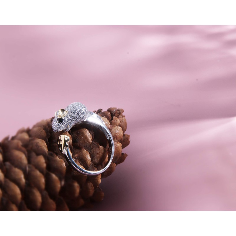 Helen de Lete S925 Sterling Silver Rat Steal Cheese Adjustable